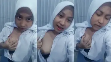 ABG SMA Berhijab Nekat Pamer Toket Viral Kost